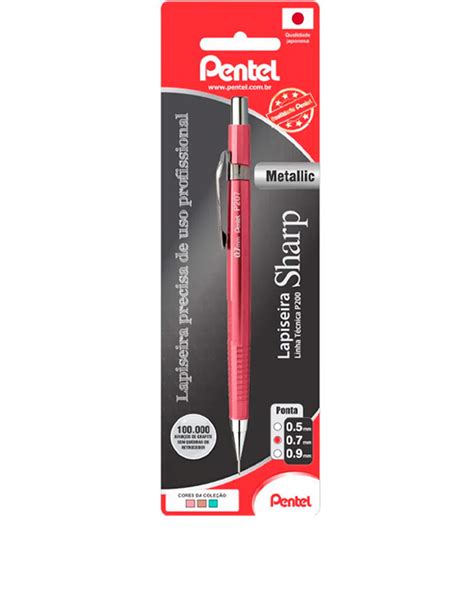 Lapiseira Pentel Mm Tecnica P Sharp Metalic Rosa