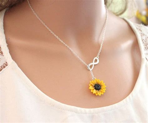 Collana Lariat Infinity Girasole Damigella D Onore Girasole Gialla