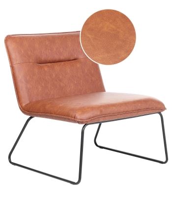 Fauteuil Lounge Aspect Cuir Marron Lounge Maisons Du Monde