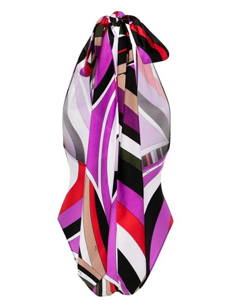 PUCCI Iride Print V Neck Swuimsuit Farfetch