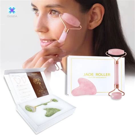 Ensemble De Rouleaux De Jade En Quartz Rose Naturel Massage Pour Le