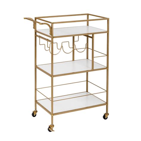 3 Tier Gold And White Rolling Bar Cart Dorm Essentials Dormify