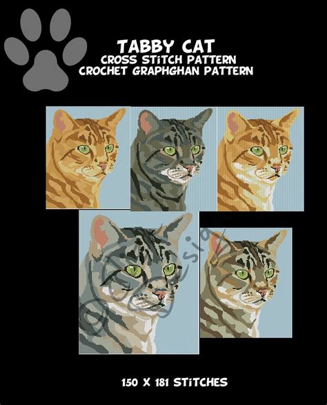 Tabby Cat Cross Stitch Pattern Crochet Graphghan Blanket Etsy