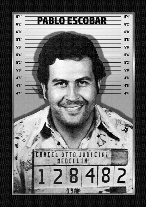 Pablo Escobar Celebrity Mugshots Photo Memorabilia Etsy Uk Mug