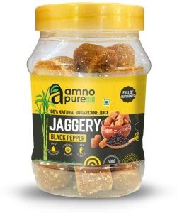 Amno Pure Natural Sugar Cane Jaggery G Cube With Black Pepper