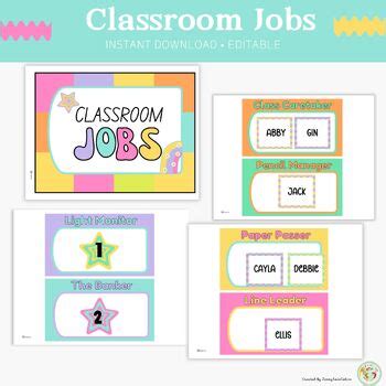 Classroom Jobs Display Editable Groovy Garden Classroom Decor Tpt