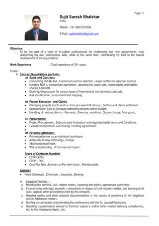 Sujit S Bhalekar Cv As On April Pdf