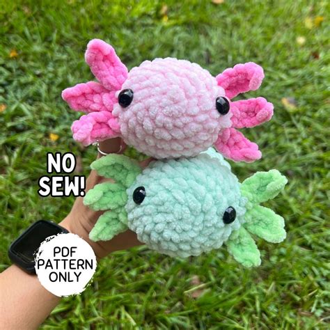 Crochet Axolotl Pattern No Sew Mini Axolotl Keychain Pdf Download Amigurumi Etsy