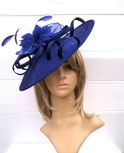 Cobalt Blue Feather Fascinator Alishastunning Sinamay Fascinator On A Headband