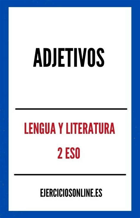 Adjetivos 2 ESO Ejercicios En PDF 2025