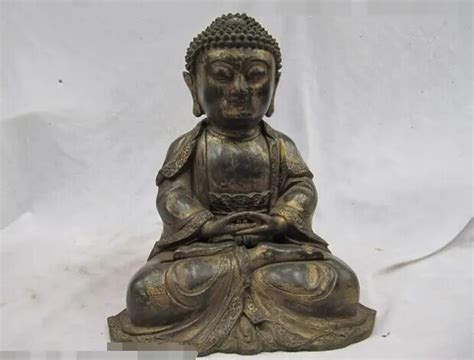 Tibet Folk Temple Collection Old Bronze Copper Amitabha Tathagata