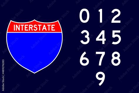 Interstate Highway Sign Blank With Scalable Highway Gothic Numbers