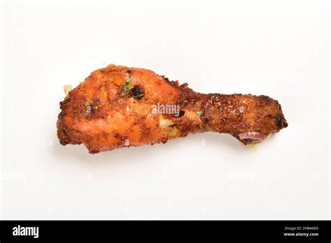 Piece of Chicken fry Leg isolated on White Background Stock Photo - Alamy