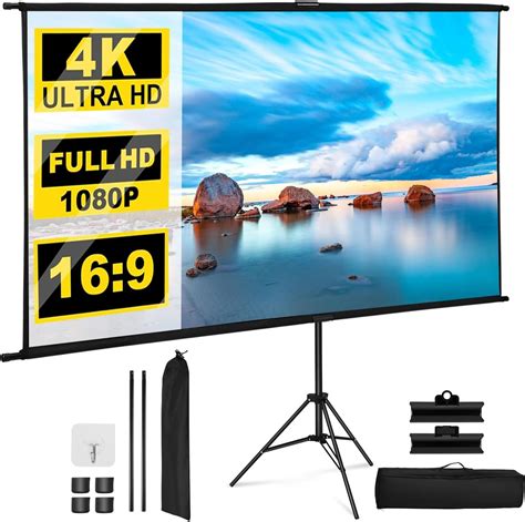 Aomdom Beamer Leinwand Mit Stativ Zoll Leinwand K Hd