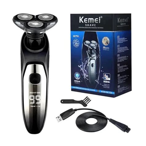 Barbeador Kemei - Barbeador Elétrico Portátil Kemei KM-1524 Máquina de Barbear com ...