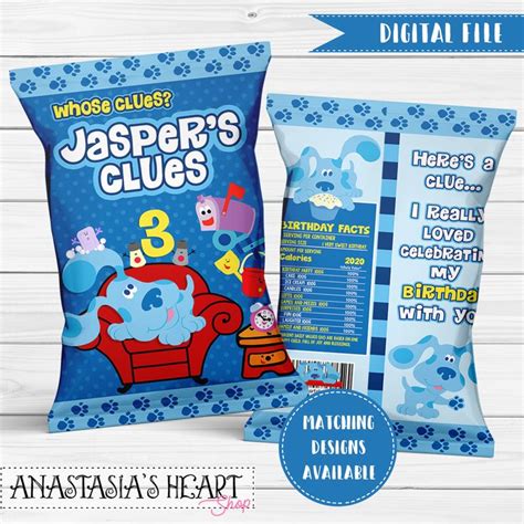 Blues Clues Inspired Chip Bag Blues Clues Party Favor Etsy Clue