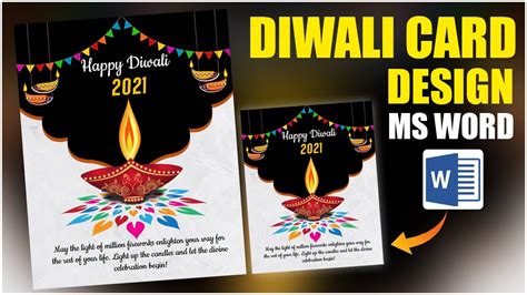 Diwali Festival Card Design In Ms Word Tutorial Diwali Wishes Design