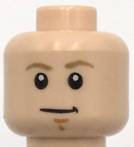 Lego New Light Nougat Minifigure Head Dual Sided Dark Tan Eyebrows Chin