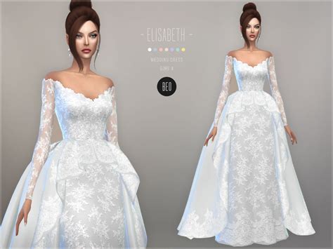 Wedding Dress Elisabeth For The Sims 4 By Beo Sims 4 Wedding Dress Sims 4 Dress