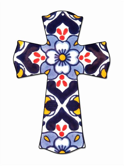 Amazon CALUOHO Wood Wall Cross Hand Painted Mexican Talavera Large