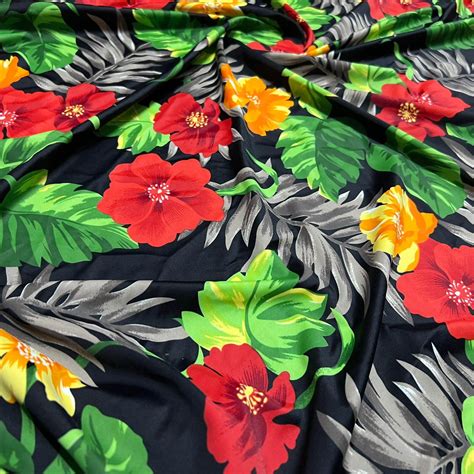 Floral Print Nylon Lycra Spandex Fabric Way Strech By Yard For