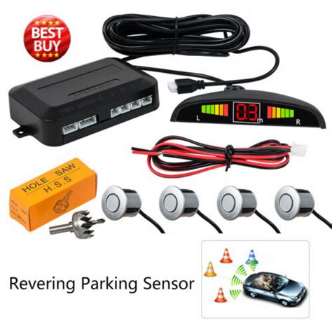 Car Rear Reversing Parking 4Sensors Backup Reverse Kit Radar Alarm