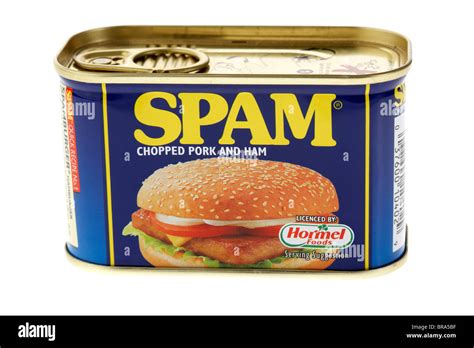 tin of spam tinned pork and ham processed meat on white Stock Photo - Alamy