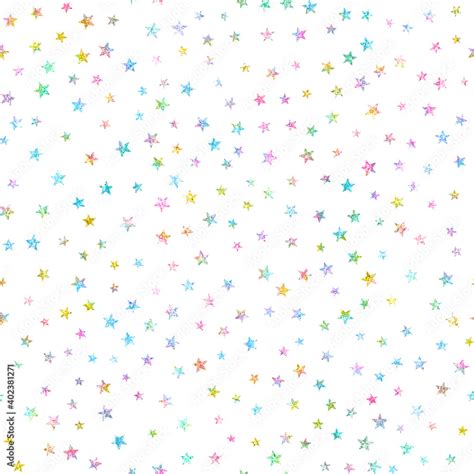 Small Rainbow Glitter Stars Seamless Pattern Fun Celestial Galaxy Sky