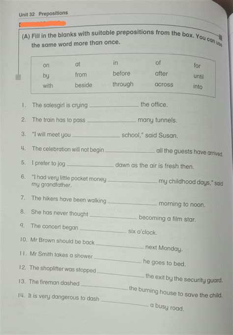 Preposition English Assignment Teachmint