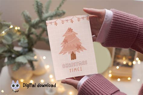 Pink Christmas Card Retro Print Template Graphic By Tnwan · Creative Fabrica