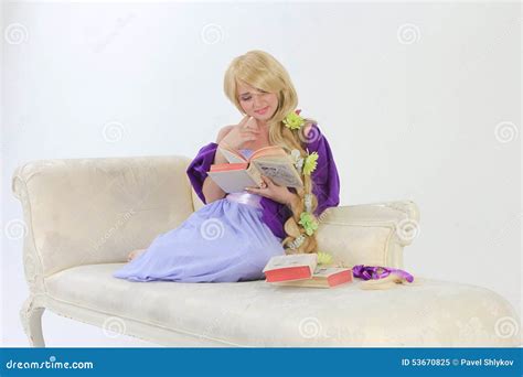 Long Hair Princess Reading Stock Image Image Of Happy 53670825