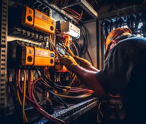 Las Manos De Un Electricista Sosteniendo Un Cable Con Corriente Ia