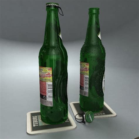 Bottles Tuborg Green Beer Cap 3d Model