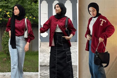 9 Kombinasi Hijab Hitam dan Atasan Merah ala Via Zulviani