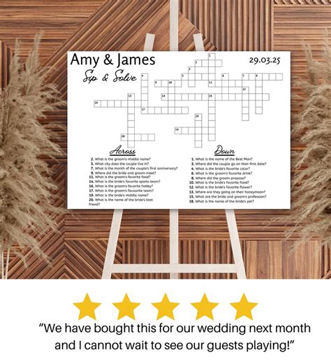 Personalized Wedding Crossword Sip Solve Custom Wedding Crossword