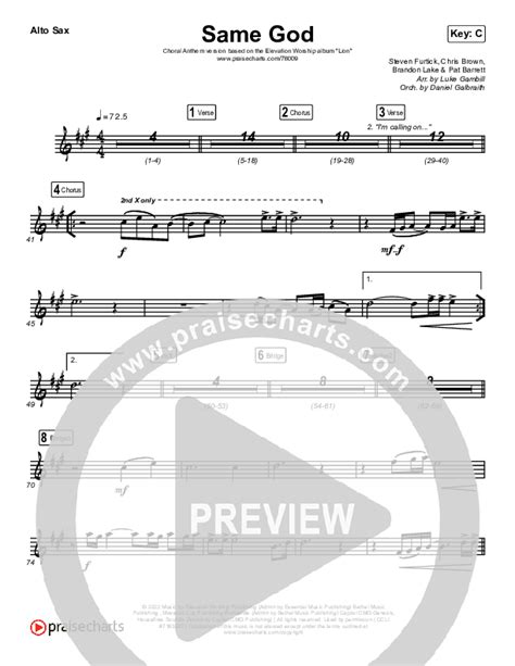 Same God Choral Anthem Satb Alto Sax Sheet Music Pdf Elevation