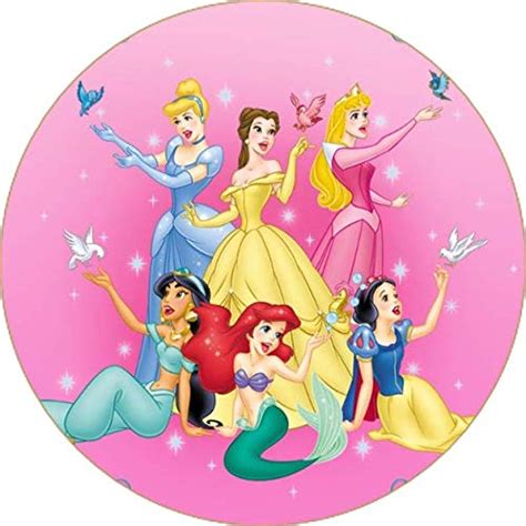 Cialda Rotonda Per Torta Principesse Disney Decorazione Alimentare