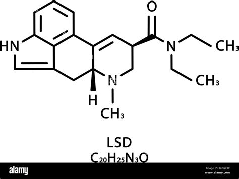 LSD molecular structure. Lysergic acid diethylamide skeletal chemical ...