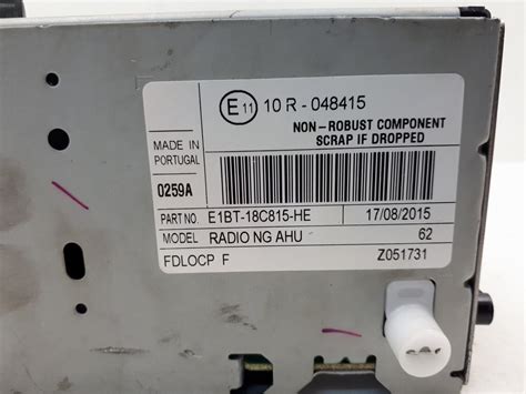 Radio Cd Ford Fiesta 6 E1BT 18C815 HE NG AHU 1576 EBay