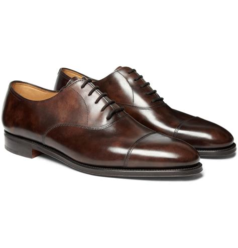 John Lobb City Ii Burnished-leather Oxford Shoes in Brown for Men ...