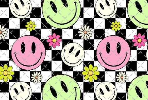 Checkered Smiley Face Seamless Pattern Graphic By Flora Co Studio