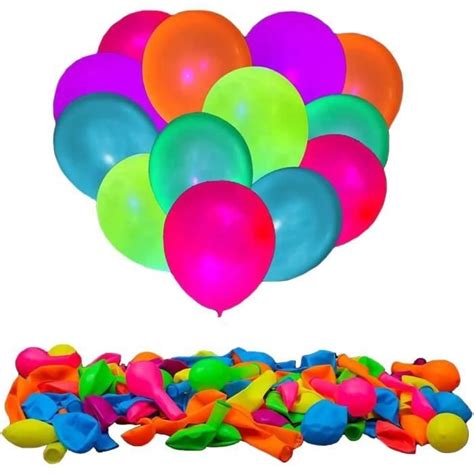 Lot De Ballons N On Color S En Latex Fluorescents Uv Noir