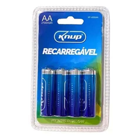 Pilha Recarregável AA 2700mAh pack 4 unidades KNUP KP 4800AA