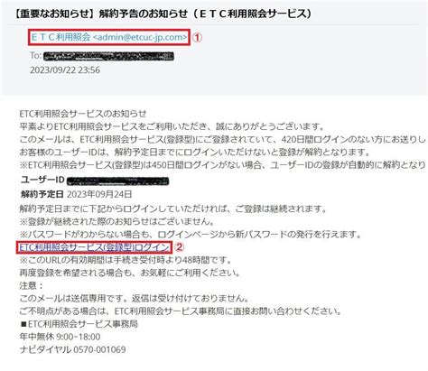【重要なお知らせ】解約予告のお知らせ（etc利用照会サービス） と題したフィッシング詐欺メール 迷惑メールやフィッシングメールに注意するためのブログ