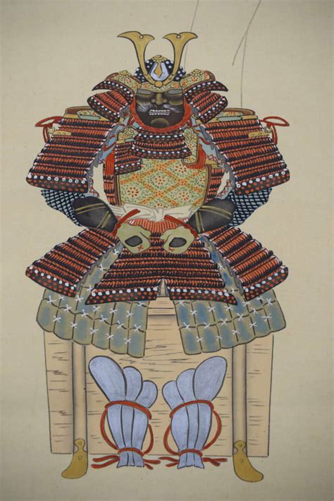 Ancient Japanese Samurai Armor Drawing