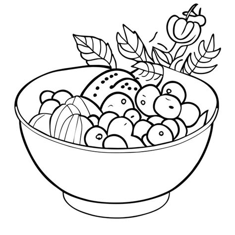 Premium Vector Fruits And Vegetable In The Pot Coloring Page