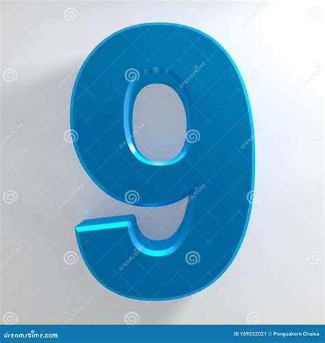 Number 9 Blue Color Collection On White Background Illustration 3d