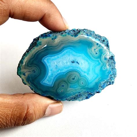 Bleu Ciel Agate Tranche Druse Géode Cabochon Gemmes Naturelles Libre