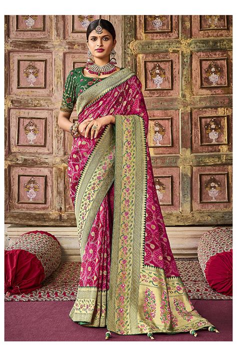 Raspberry Pink Designer Silk Saree With Embroidered Blouse