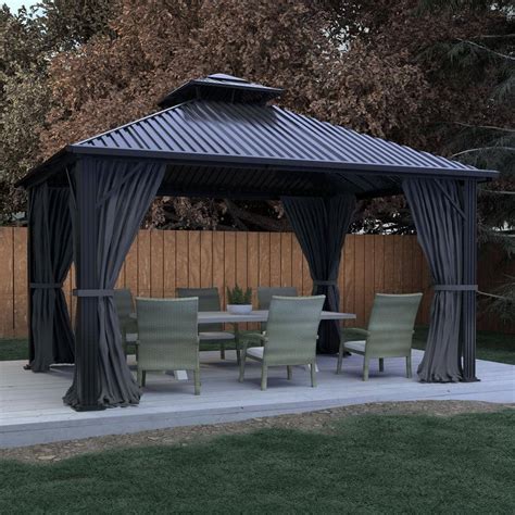 Reviews For VEIKOUS 10 Ft W X 10 Ft D Hardtop Gazebo Aluminum Double